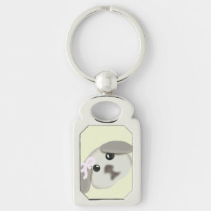 Mooie witte puppy kunst zilveren sleutelhanger