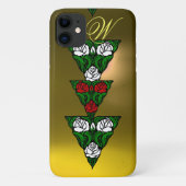 MOOIE WITTE RODE ROZEN DRIEHOEK MONOGRAM Case-Mate iPhone CASE (Achterkant)