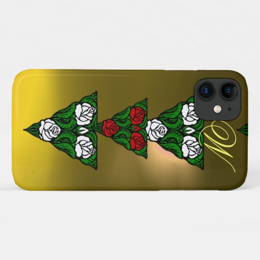 MOOIE WITTE RODE ROZEN DRIEHOEK MONOGRAM Case-Mate iPhone CASE (Achterkant (horizontaal))