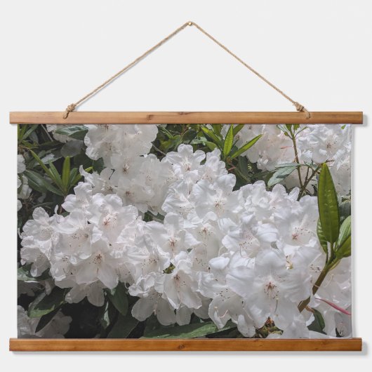 Mooie witte rododendron blooms hangend wandkleed (Voorkant)