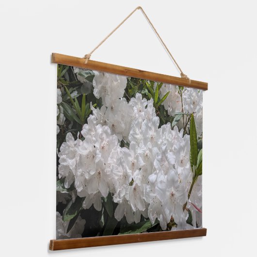 Mooie witte rododendron blooms hangend wandkleed (Gebogen)