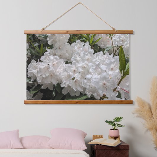 Mooie witte rododendron blooms hangend wandkleed (Slaapkamer)