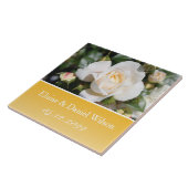 Mooie witte roos bloem bruiloft jubileum tegeltje (Zijkant)