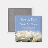 mooie witte roos bloemen save the date bruiloft magneet (Voorkant / Achterkant)