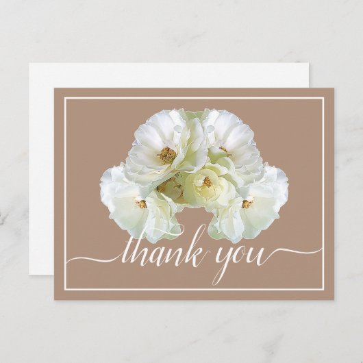 Mooie witte roos kleur achtergrond chic bedankt briefkaart (Voorkant / Achterkant)