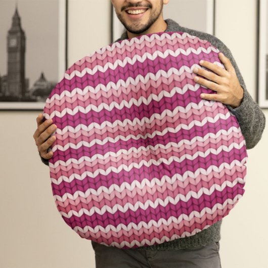 Mooie witte roze brei ontwerp rond kussen