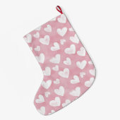 Mooie Witte Roze Harten Kerstmis Grote Kerstsok (Achterkant (Hangend))
