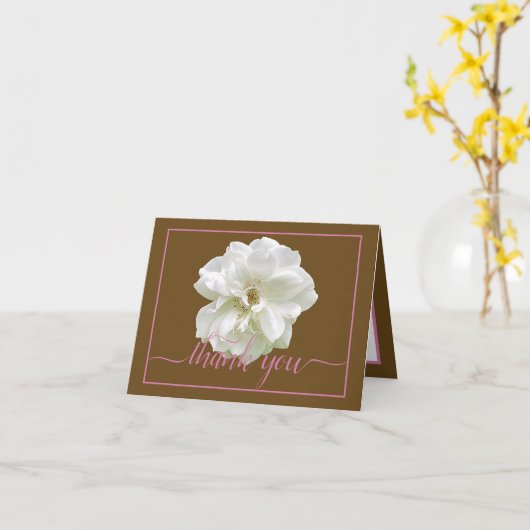 Mooie witte roze kleur achtergrond Chic Dank u Kaart (Gele Bloem)