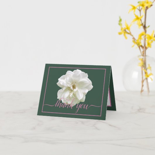 Mooie witte roze kleur achtergrond Chic Dank u Kaart (Gele Bloem)