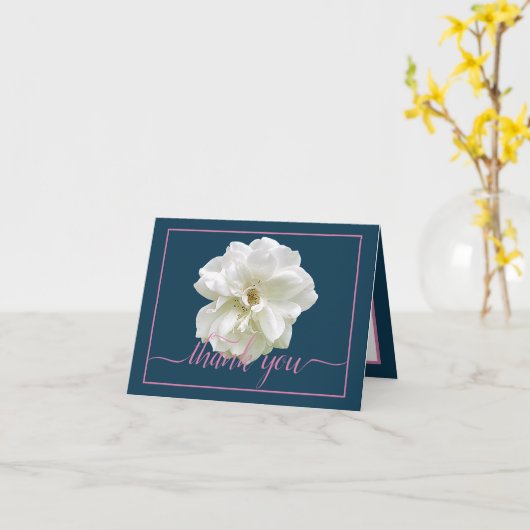 Mooie witte roze kleur achtergrond Chic Dank u Kaart (Gele Bloem)