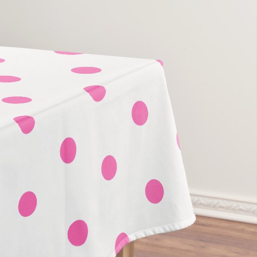 Mooie witte roze polka stippen tafelkleed (Voorbeeld)
