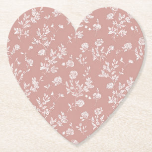 Mooie Witte Roze Roos Bloem Bruidsdouche Kartonnen Onderzetters