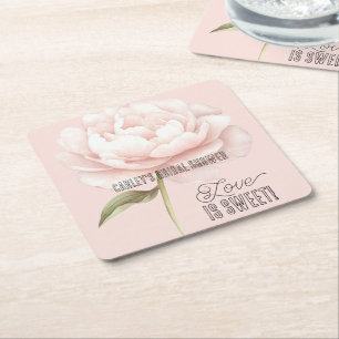 Mooie Witte Roze Roos Bloem Bruiloft Feest Kartonnen Onderzetters