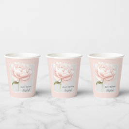 Mooie Witte Roze Roos Bloem Verjaardag Papieren Bekers