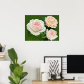 Mooie witte roze rozen poster (Thuiskantoor)
