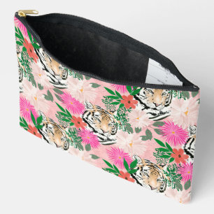 Mooie Witte Roze Tijger Bloemenschildering Etui