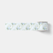 Mooie Witte Rozen Blauwe Hyndrangea Bloemen Satijnen Lint (Voorkant)