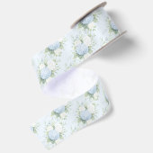 Mooie Witte Rozen Blauwe Hyndrangea Bloemen Satijnen Lint (Achterkant)