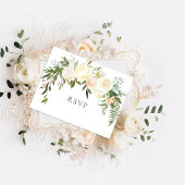 Mooie witte rozen bloemenbruiloft RSVP-Briefkaart Uitnodiging Briefkaart