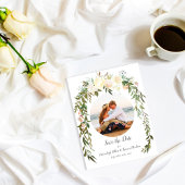 Mooie witte rozen bloemig save the date