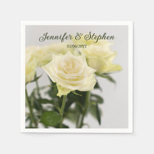 Mooie witte rozen foto van bloemen bruiloft servet