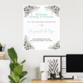 Mooie Witte Rozen Kant en Parels Poster (Thuiskantoor)