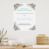 Mooie Witte Rozen Kant en Parels Poster (Keuken)