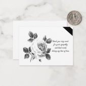 Mooie witte rozen na begrafenis bedankkaart notitiekaartje (Voorkant / Achterkant in situ)