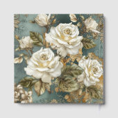 Mooie Witte Rozen op Blauw Gastenboek (Achterkant)