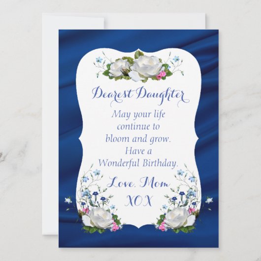 Mooie witte rozen voor de verjaardag van de dochte kaart (Achterkant)