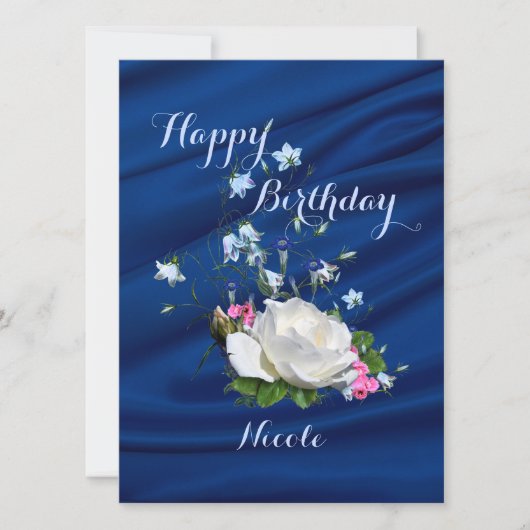 Mooie witte rozen voor de verjaardag van de dochte kaart (Voorkant)