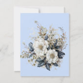 Mooie witte rozen wijnstokken blauwe bladeren save the date (Achterkant)