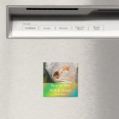 Mooie witte rozenbloem bespaart de datum magneet (Insitu (Vaatwasser))