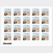 mooie witte rozenbloem en ladybug vierkante sticker (Vel)