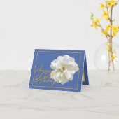 Mooie witte rozenbloem  Happy Birthday Kaart (Gele Bloem)