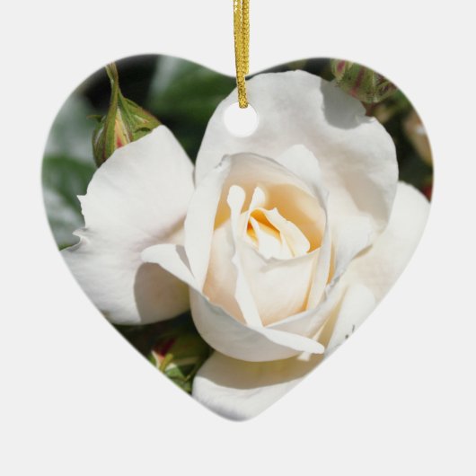 mooie witte rozenbloem, liefde en romance keramisch ornament (Voorkant)