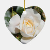 mooie witte rozenbloem, liefde en romance keramisch ornament (Achterkant)