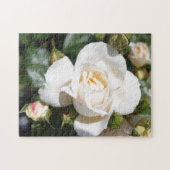 mooie witte rozenbloem, liefde en romance legpuzzel (Horizontaal)