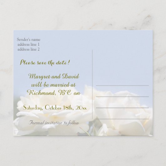 mooie witte rozenbloemen met uitzondering van de d aankondigingskaart (Achterkant)