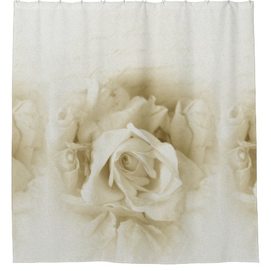 Mooie witte rozenkunst douchegordijn (Voorkant)