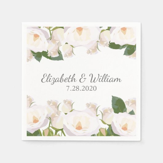 Mooie witte rozenlegant Romantisch huwelijk Servet (Voorkant)