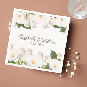 Mooie witte rozenlegant Romantisch huwelijk Servet