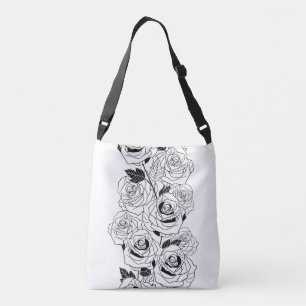 mooie witte rozenpatronen crossbody tas