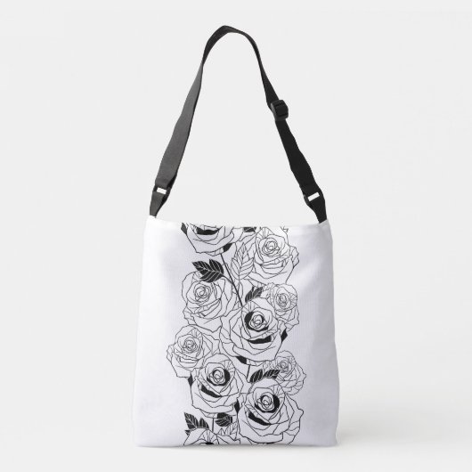 mooie witte rozenpatronen crossbody tas (Achterkant)