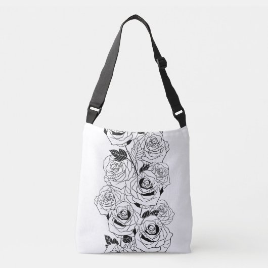 mooie witte rozenpatronen crossbody tas (Voorkant)