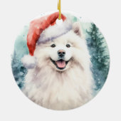 Mooie witte Samoyed Waterverf Kerst Keramisch Ornament (Achterkant)