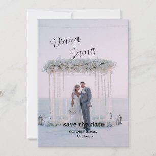 Mooie witte save the date bruiloft uitnodiging