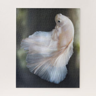 Mooie witte Siamese Betta die vis vecht Legpuzzel