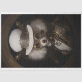 Mooie Witte Steampunk Poedel Schildering D2L Decou Tissuepapier (Voorkant)