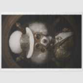 Mooie Witte Steampunk Poodle Schildering D2R Decou Tissuepapier (Voorkant)